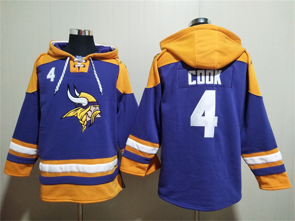Men's Minnesota Vikings #4 Dalvin Cook Purple/Yellow Ageless Must-Have Lace-Up Pullover Hoodie